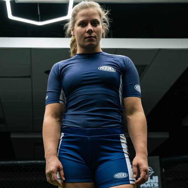 Hooks Short Sleeve BJJ Rashguard - Navy.