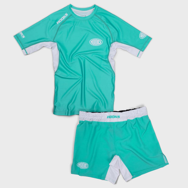 Hooks Fusion BJJ Short Sleeve Rash Guard - Teal