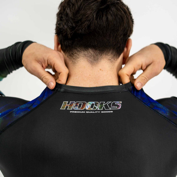 Hooks Long Sleeve BJJ Rash Guard - Dark Lights.