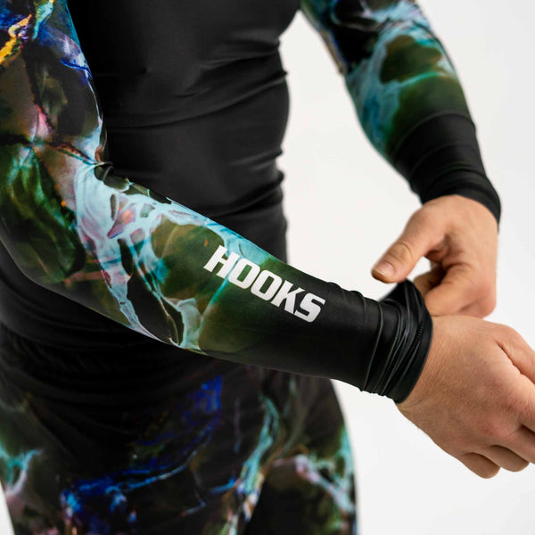 Hooks Long Sleeve BJJ Rash Guard - Dark Lights.