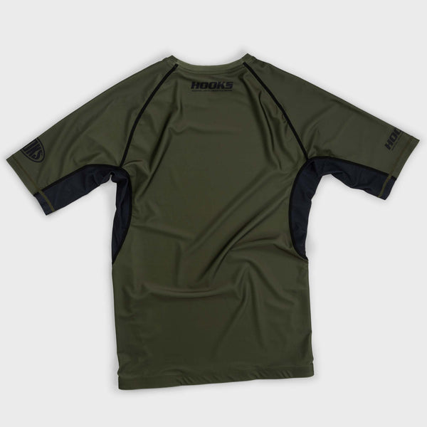 Hooks Short Sleeve BJJ Rashguard - Olive.