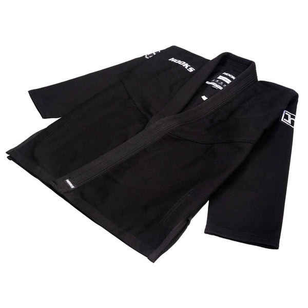 Hooks BJJ GI - Kids Prolight II - Black with White includes White Belt.