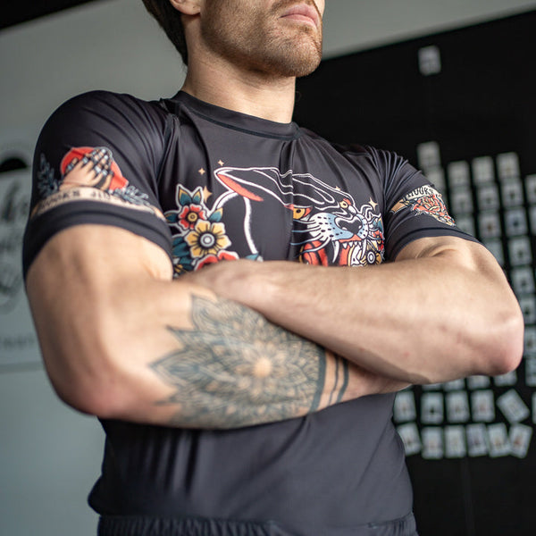 Hooks Short Sleeve BJJ Rash guard - Pantera Negra.