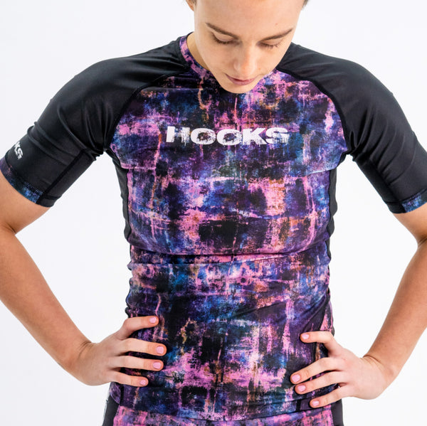 Hooks Short Sleeve BJJ Rash Guard - Grunge