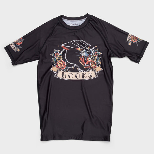 Hooks Short Sleeve BJJ Rash guard - Pantera Negra.