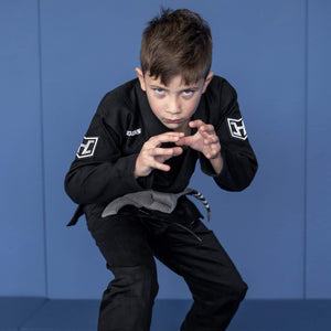 Hooks BJJ GI - Kids Prolight II - Black with White Brazilian Jiu Jitsu Kimono
