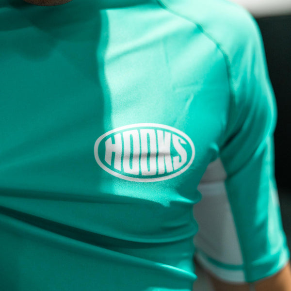 Hooks Teal BJJ Rash Guard