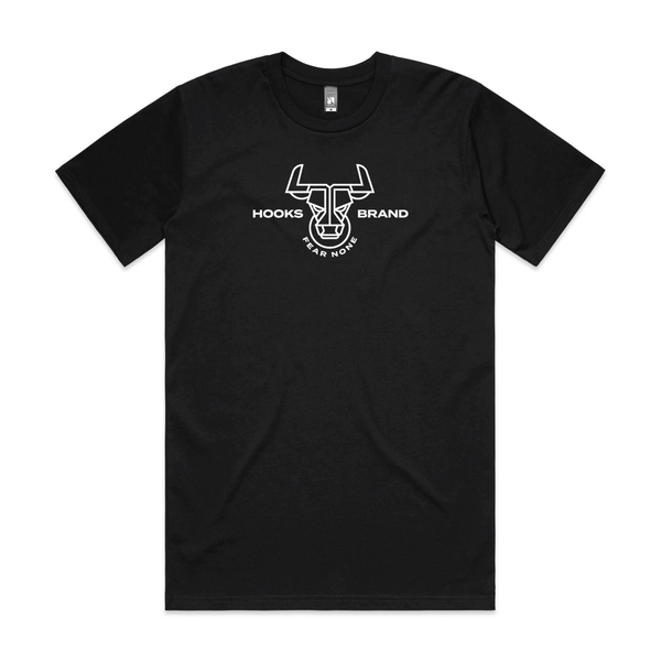 Flat lay front view of Hooks Headstrong Tee showing full chest print
