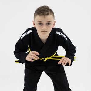 Hooks Kids Classic BJJ Gi - Black includes White Belt - Hooks Jiu-Jitsu