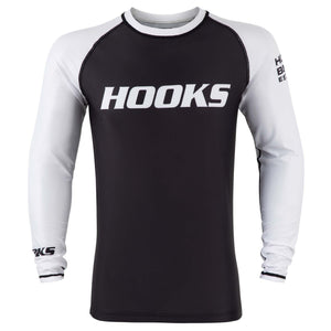 Hooks Long Sleeve Ranked Rashguard - White - Hooks Jiu-Jitsu