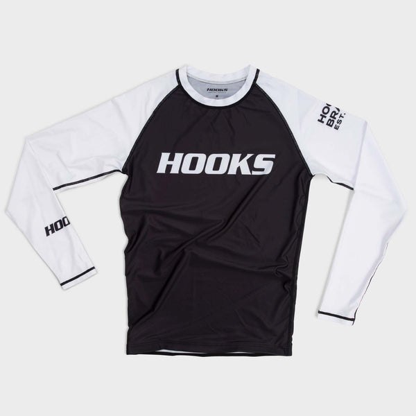 Hooks Long Sleeve Ranked Rashguard - White - Hooks Jiu-Jitsu