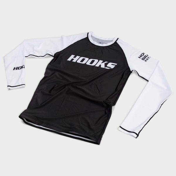 Hooks Long Sleeve Ranked Rashguard - White - Hooks Jiu-Jitsu