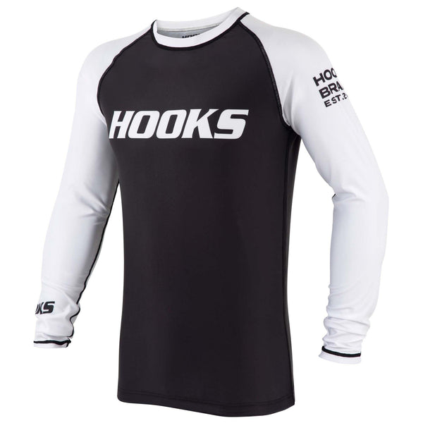 Hooks Long Sleeve Ranked Rashguard - White - Hooks Jiu-Jitsu