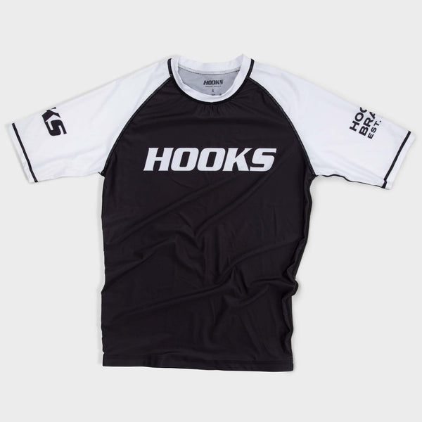Hooks Short Sleeve Ranked Rashguard - White - Hooks Jiu-Jitsu