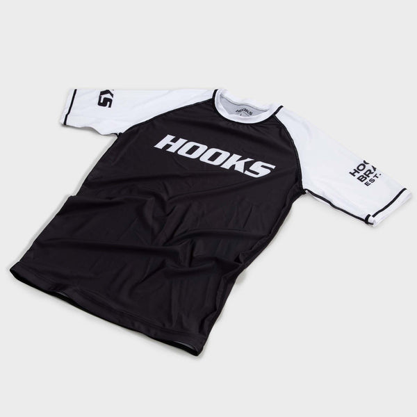 Hooks Short Sleeve Ranked Rashguard - White - Hooks Jiu-Jitsu