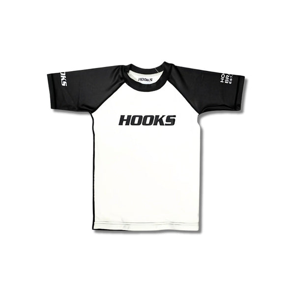 Hooks Kids 2026 Ranked BJJ Rash Guard - White