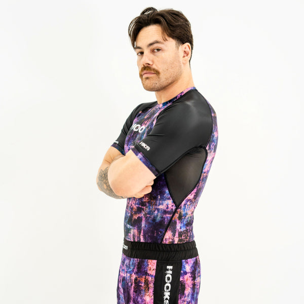 Hooks Short Sleeve BJJ Rash Guard - Grunge