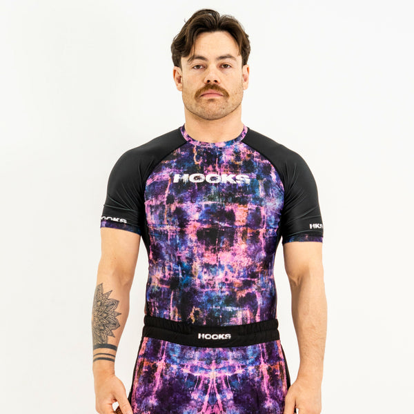 Hooks Short Sleeve BJJ Rash Guard - Grunge