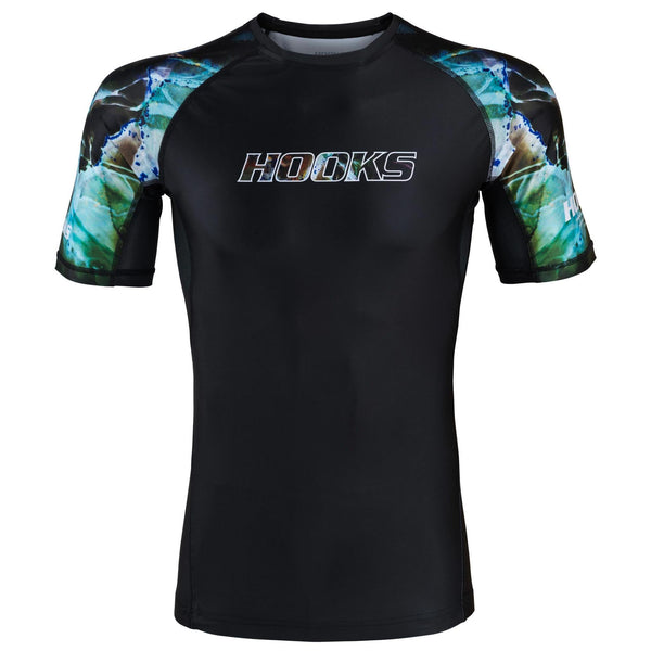 Hooks Short Sleeve BJJ Rash Guard - Dark Lights.