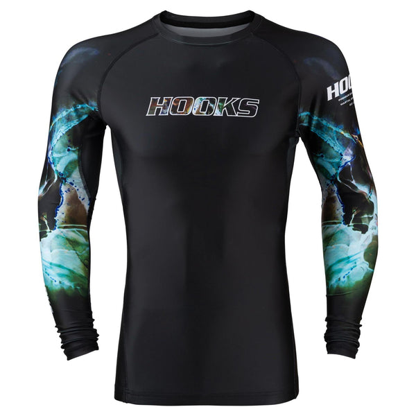 Hooks Long Sleeve BJJ Rash Guard - Dark Lights.