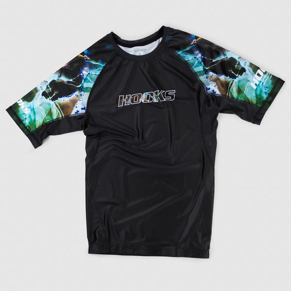 Hooks Kids Short Sleeve BJJ Rash Guard - Dark Lights