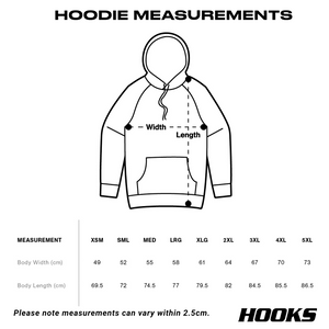 Hooks BJJ Hoodie Size Chart Brazilian Jiu Jitsu