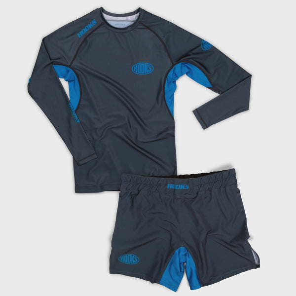 Hooks Fusion Long Sleeve BJJ Rash Guard - Coal