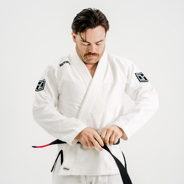 Hooks GI Prolight II, White with Black, Premium Cotton, Black/White BJJ Kimono