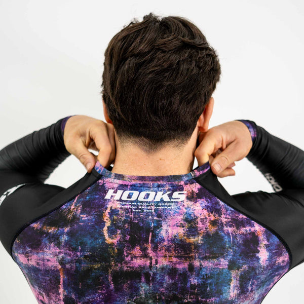 Hooks Long Sleeve BJJ Rash Guard - Grunge