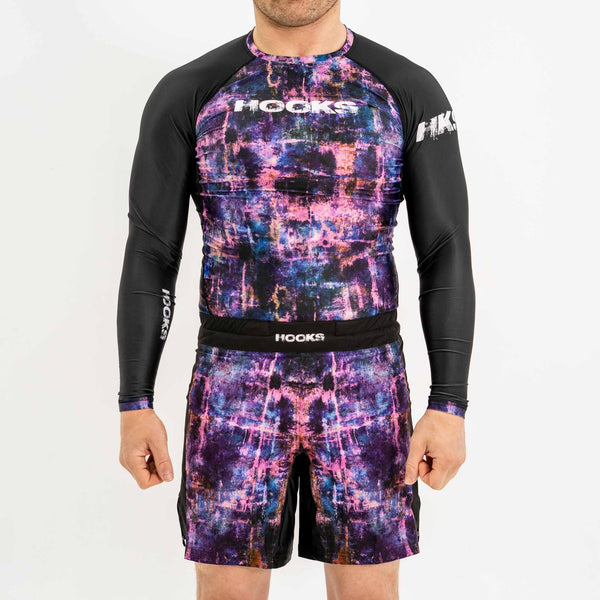 Hooks Long Sleeve BJJ Rash Guard - Grunge