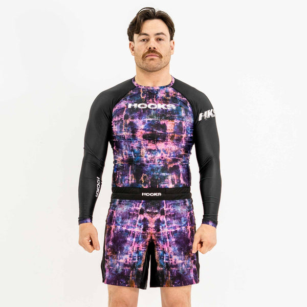 Hooks Long Sleeve BJJ Rash Guard - Grunge