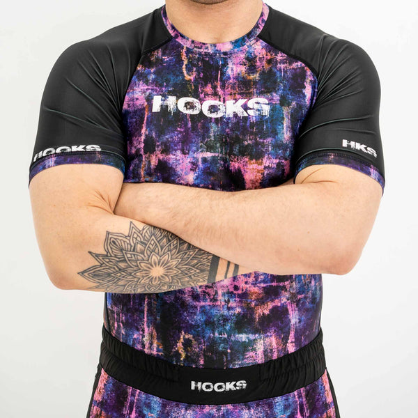 Hooks Short Sleeve BJJ Rash Guard - Grunge