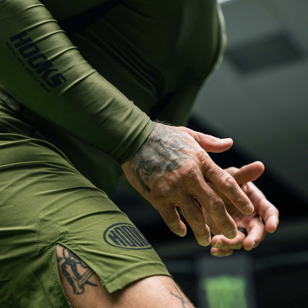 Hooks BJJ Grappling Shorts - Olive.