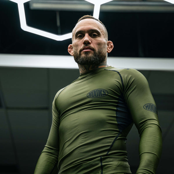 Hooks Long Sleeve BJJ Rashguard - Olive