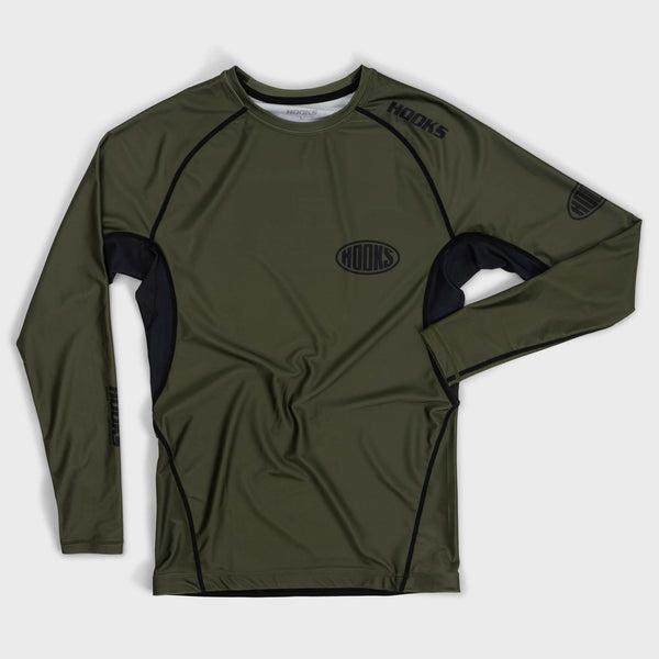 Hooks Long Sleeve BJJ Rashguard - Olive