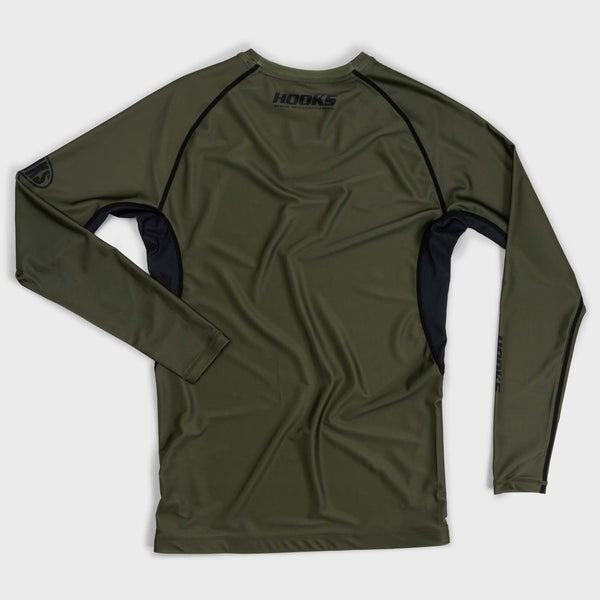 Hooks Long Sleeve BJJ Rashguard - Olive