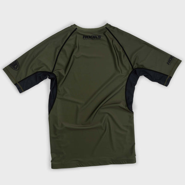 Hooks Short Sleeve BJJ Rashguard - Olive