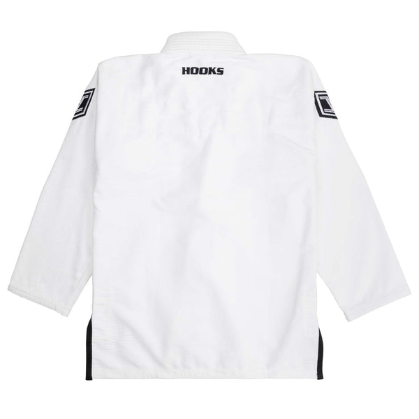 Hooks Kids Prolight II Gi White with Black BJJ Kimono Brazilian Jiu Jitsu Gear