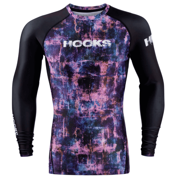 Hooks Long Sleeve BJJ Rash Guard - Grunge