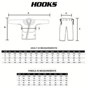Hooks Adult BJJ Gi Measurements 