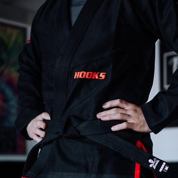 Hooks Prolight II BJJ Gi - Black w/Red - Hooks Jiu-Jitsu