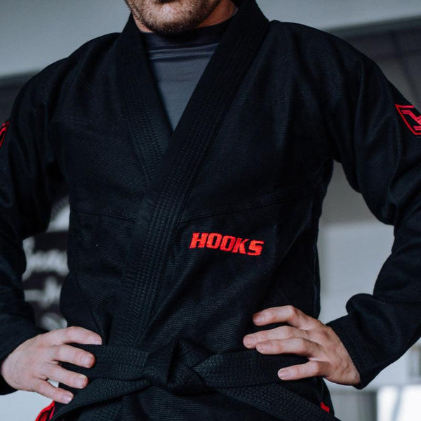 Hooks Prolight II BJJ Gi - Black w/Red - Hooks Jiu-Jitsu