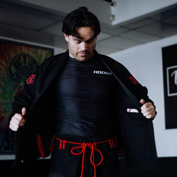 Hooks Prolight II BJJ Gi - Black w/Red - Hooks Jiu-Jitsu