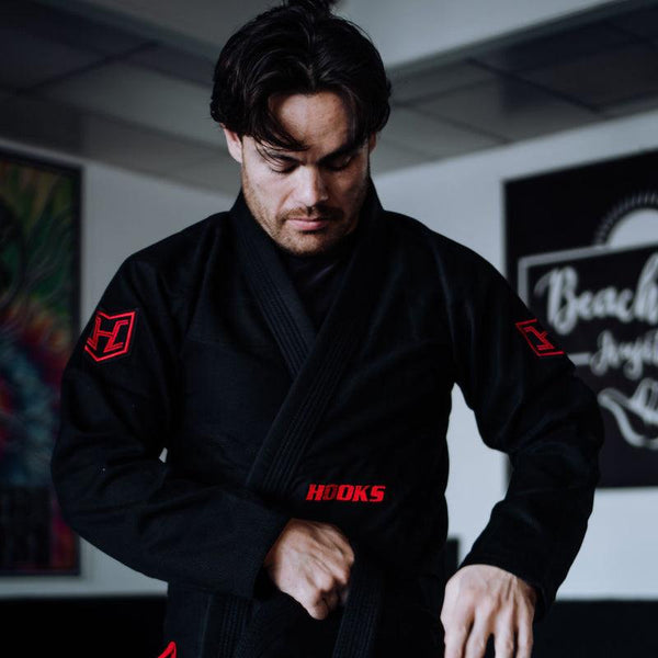 Hooks Prolight II BJJ Gi - Black w/Red - Hooks Jiu-Jitsu