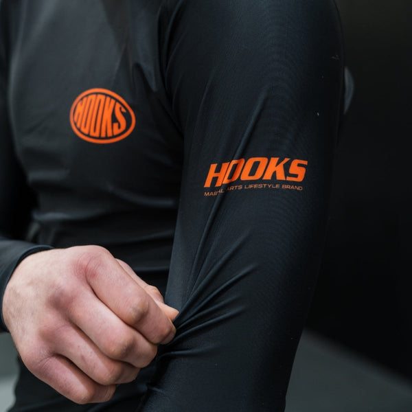 Hooks - Long Sleeve Rash Guard - Black Inferno
