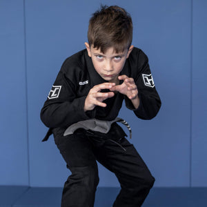 Hooks BJJ GI - Kids Prolight II - Black with White Brazilian Jiu Jitsu Kimono