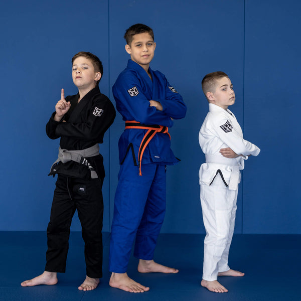 Hooks Kids Prolight II Gi White with Black BJJ Brazilian Jiu Jitsu Unity