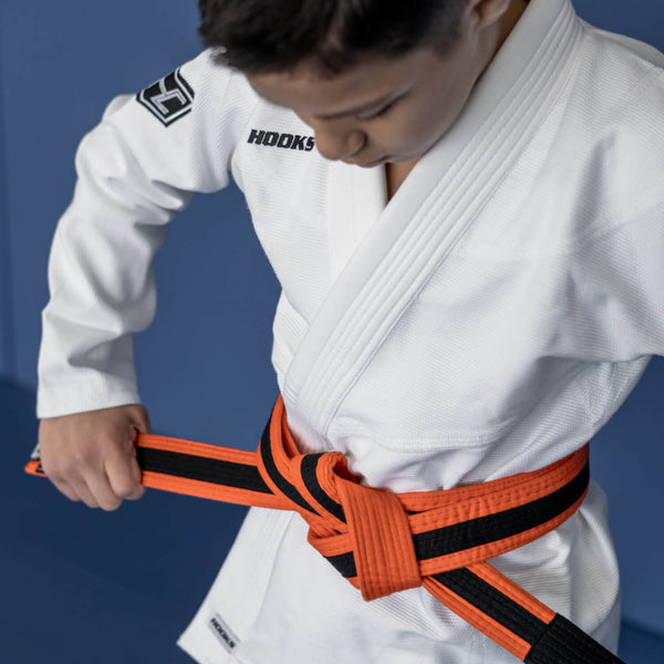 Hooks Kids Prolight II Gi White with Black BJJ Kimono Brazilian Jiu Jitsu Hooksbrand