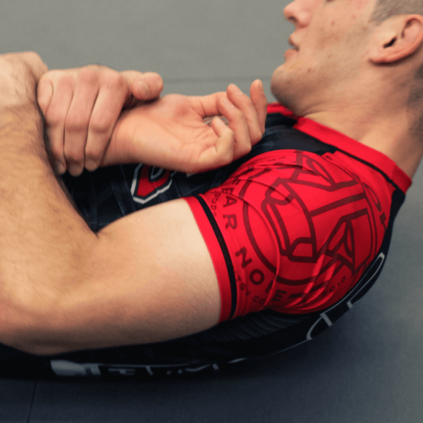 Headstrong Bulls Rashguard worn during BJJ or training movement