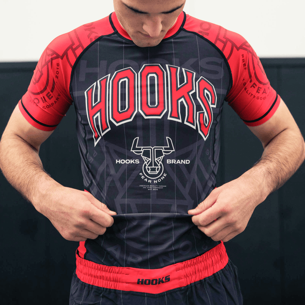 Front view of Headstrong Bulls Rashguard when worn